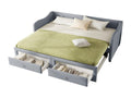 Lit 90/180x200 cm avec 2 housses de matelas en tissu gris