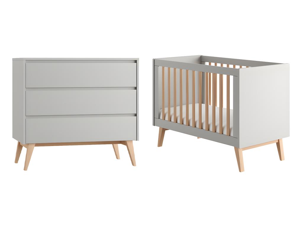 Lit 60x120 et commode 3 Gris et - Article