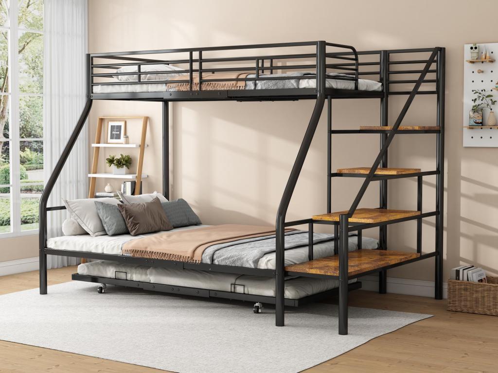 Lit 90x200cm / 140x200cm - Avec lit 90x190cm - Fer - Noir