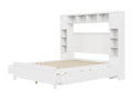 Lit 140x200cm, cadre de lit avec 4 compartiments de rangement, lit uni blanc - Article
