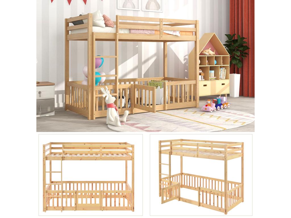 Lit 90x200cm - Lit avec pieds et pieds massifs - Naturel