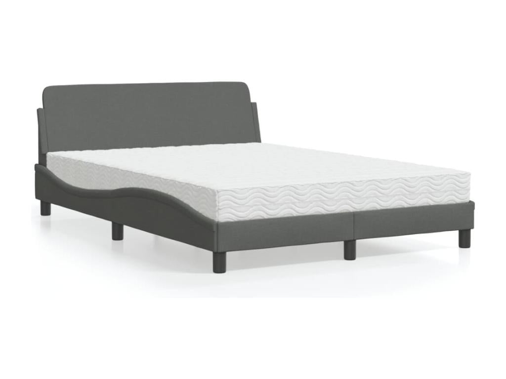 Lit avec matelas gris en tissu 120x200 cm - Article