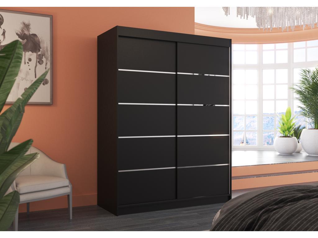 Armoire noire 2 noire et aluminium 150 cm - Article