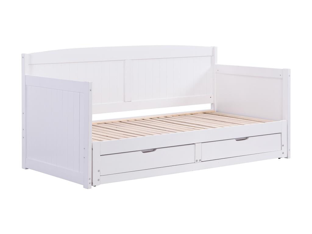 Lit 90x190 ou 180x190 cm - Avec et - Chevilles et MDF - Blanc