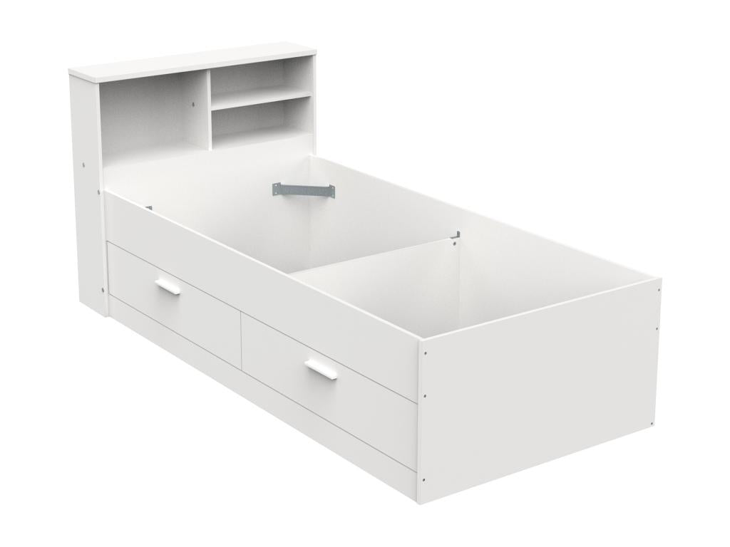 Lit 90x190 cm avec rangement - : Blanc - II